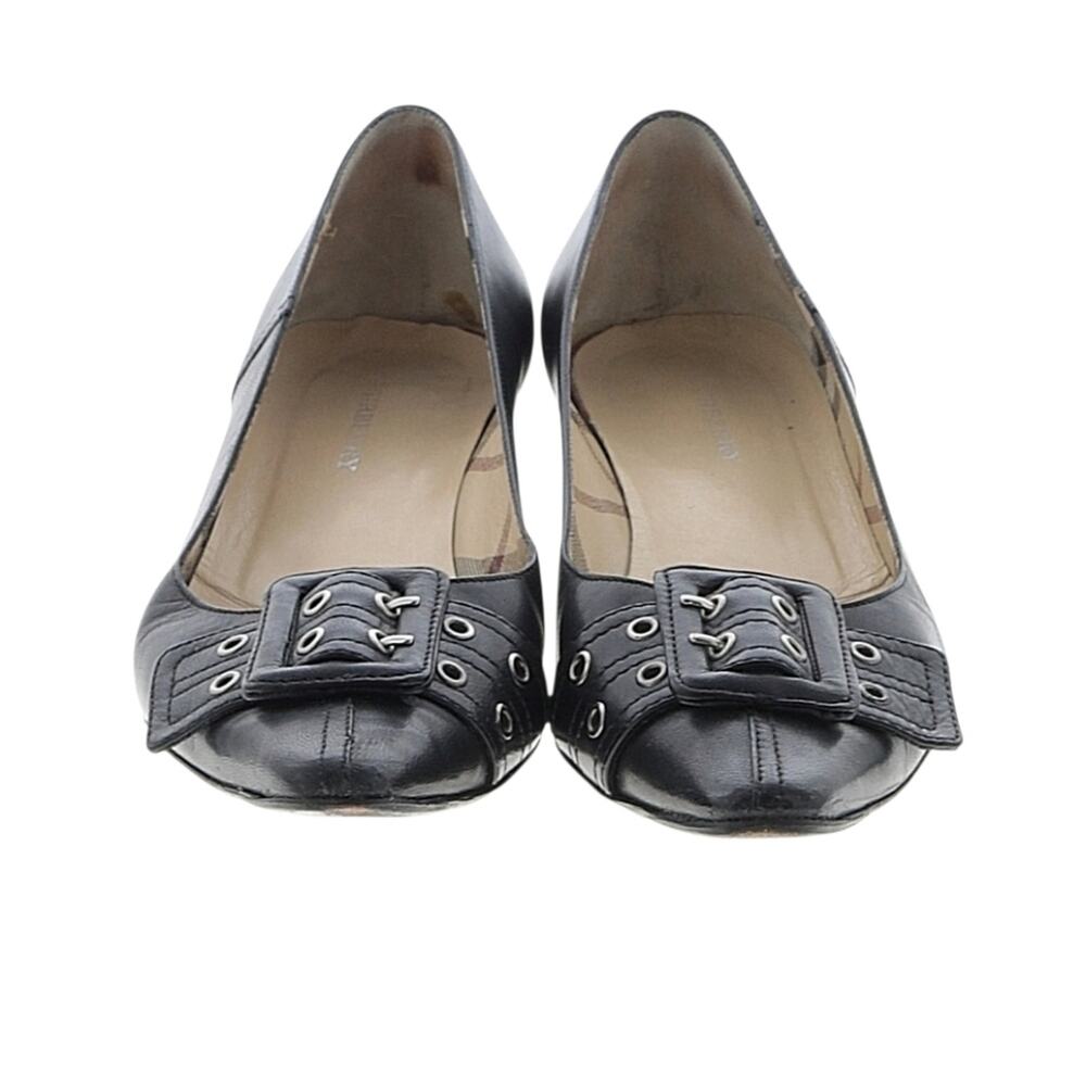 Burberry Vintage Pointed Toe Black Leather Buckle Low Heel Flat (EUR 40) - Picture 3 of 9